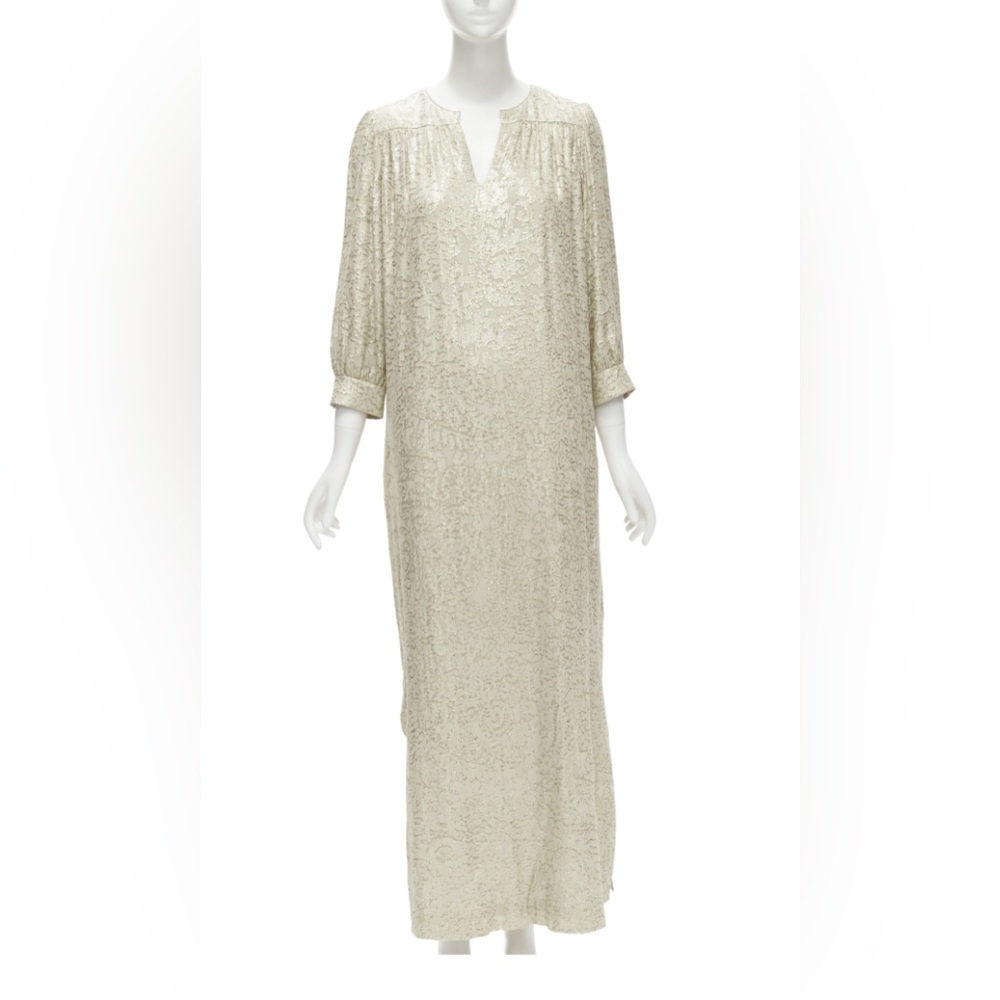 ELIZABETH AND JAMES 1920's gold lurex cropped sleeves maxi dress US Size 0